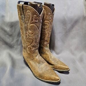Durango Crush Womens 10M Brown Distressed Embroidered Western Boots RD3593